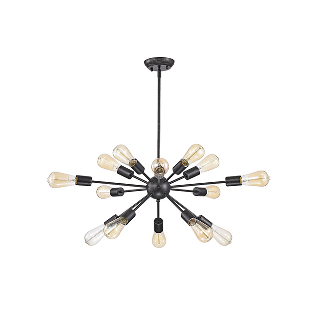 Lorena Sputnik Antique Black 15-Light Industrial Pendant Chandelier FD-1452-RDC