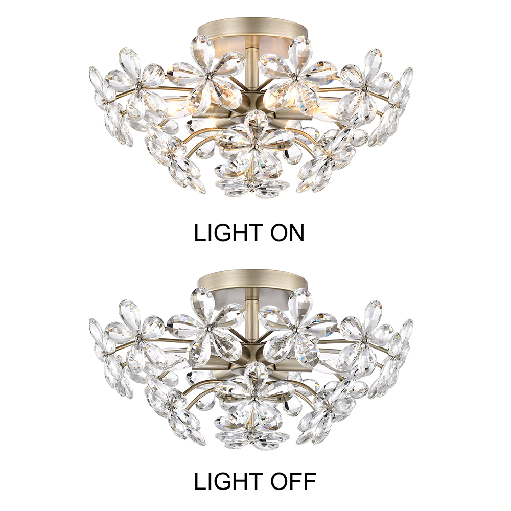 Rosa 6-Light Brushed Silver-ish Champagne Flower Crystal Flush Mount FD-1612-UMQ