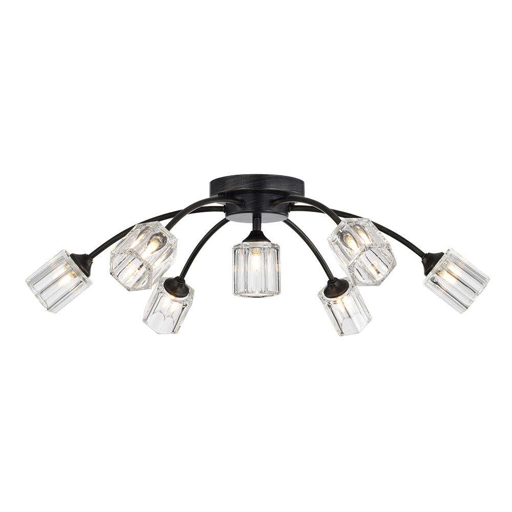 Lola Antique Black Flush Mount with Clear Glass Shades FD-2450-MBG