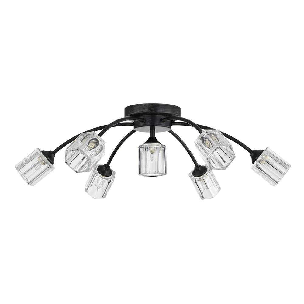 Lola Antique Black Flush Mount with Clear Glass Shades FD-2450-MBG