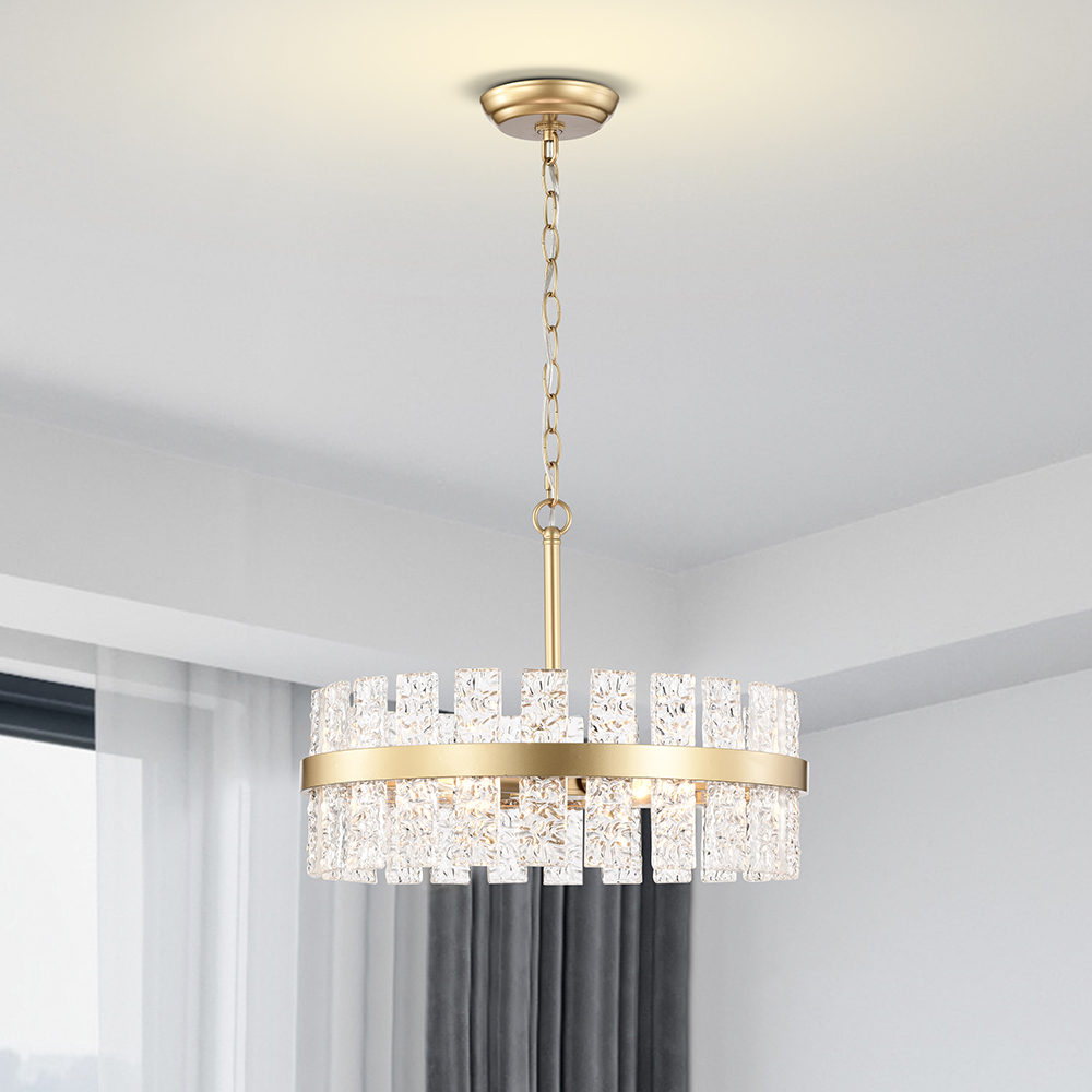 Casandra 6-light Shiny Bronze Drum Glass Strip Chandelier FD-2676-WSH