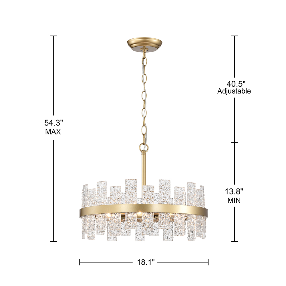 Casandra 6-light Shiny Bronze Drum Glass Strip Chandelier FD-2676-WSH