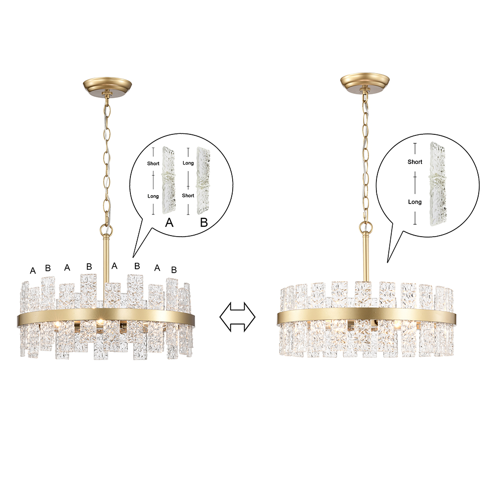 Casandra 6-light Shiny Bronze Drum Glass Strip Chandelier FD-2676-WSH