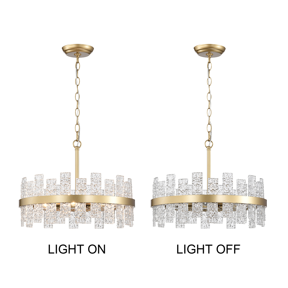 Casandra 6-light Shiny Bronze Drum Glass Strip Chandelier FD-2676-WSH