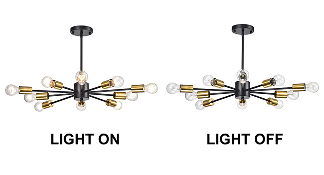 Lorena Sputnik 10-Light Chandelier in Black and Metallic Gold Finish FD-3387-CAE