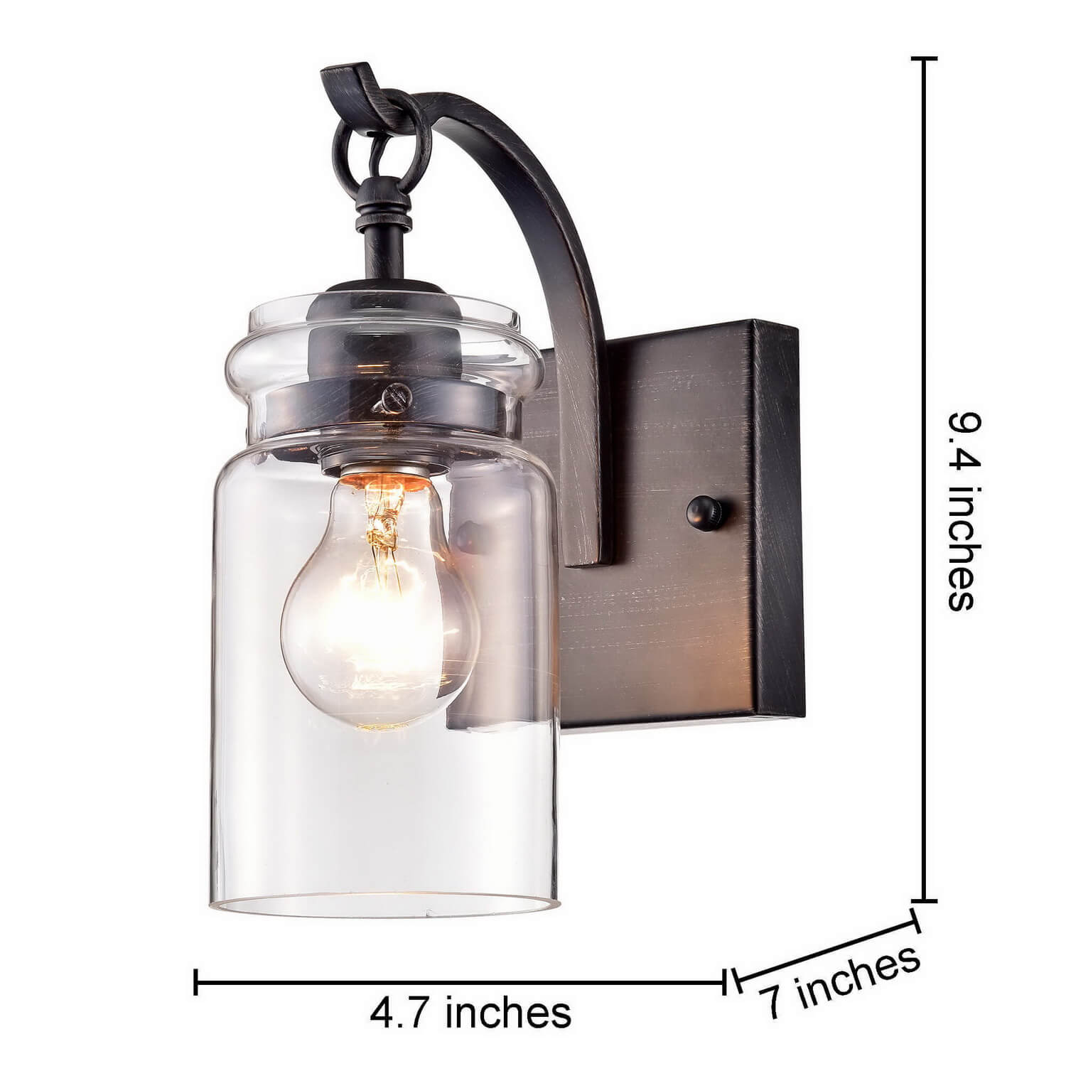 Anastasia Antique Black Single Light Wall Sconce with Clear Glass Shade FD-3439-WCY