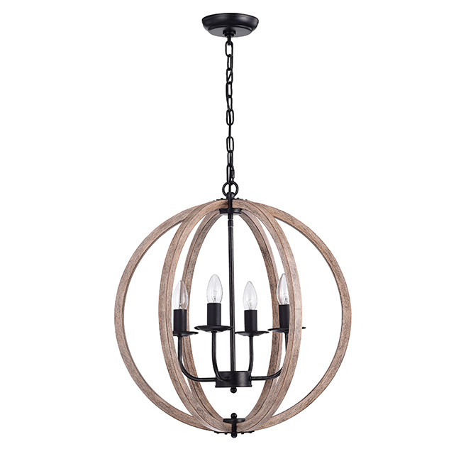 Benita Natural Wood 4-light Orb Chandelier FD-3566-XNE