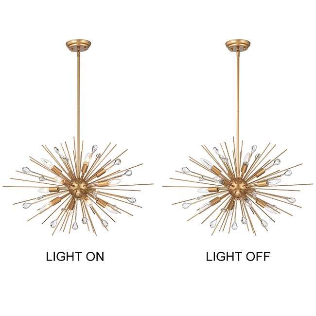 Lorena Shiny Bronze 12-light Crystal and Slender Rods Sputnik Chandelier - FD-3758-CTH