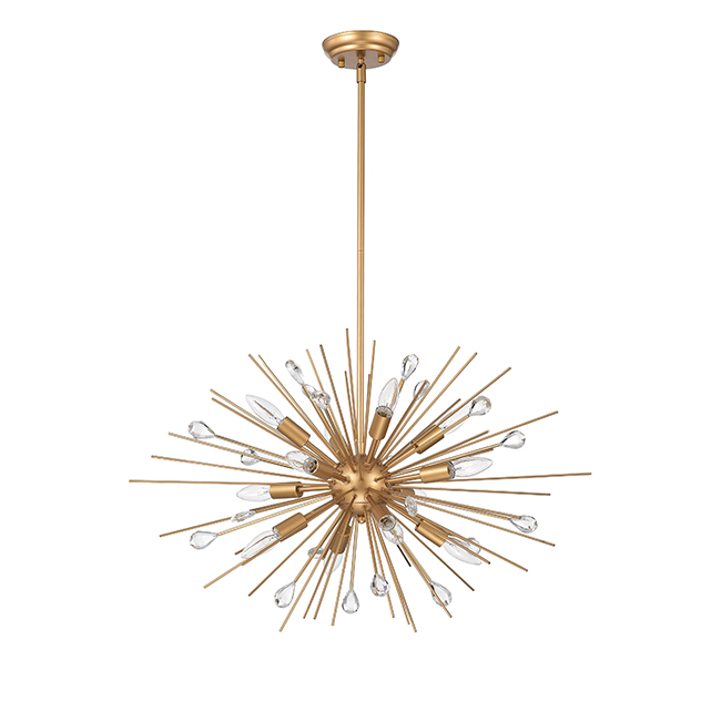 Lorena Shiny Bronze 12-light Crystal and Slender Rods Sputnik Chandelier - FD-3758-CTH