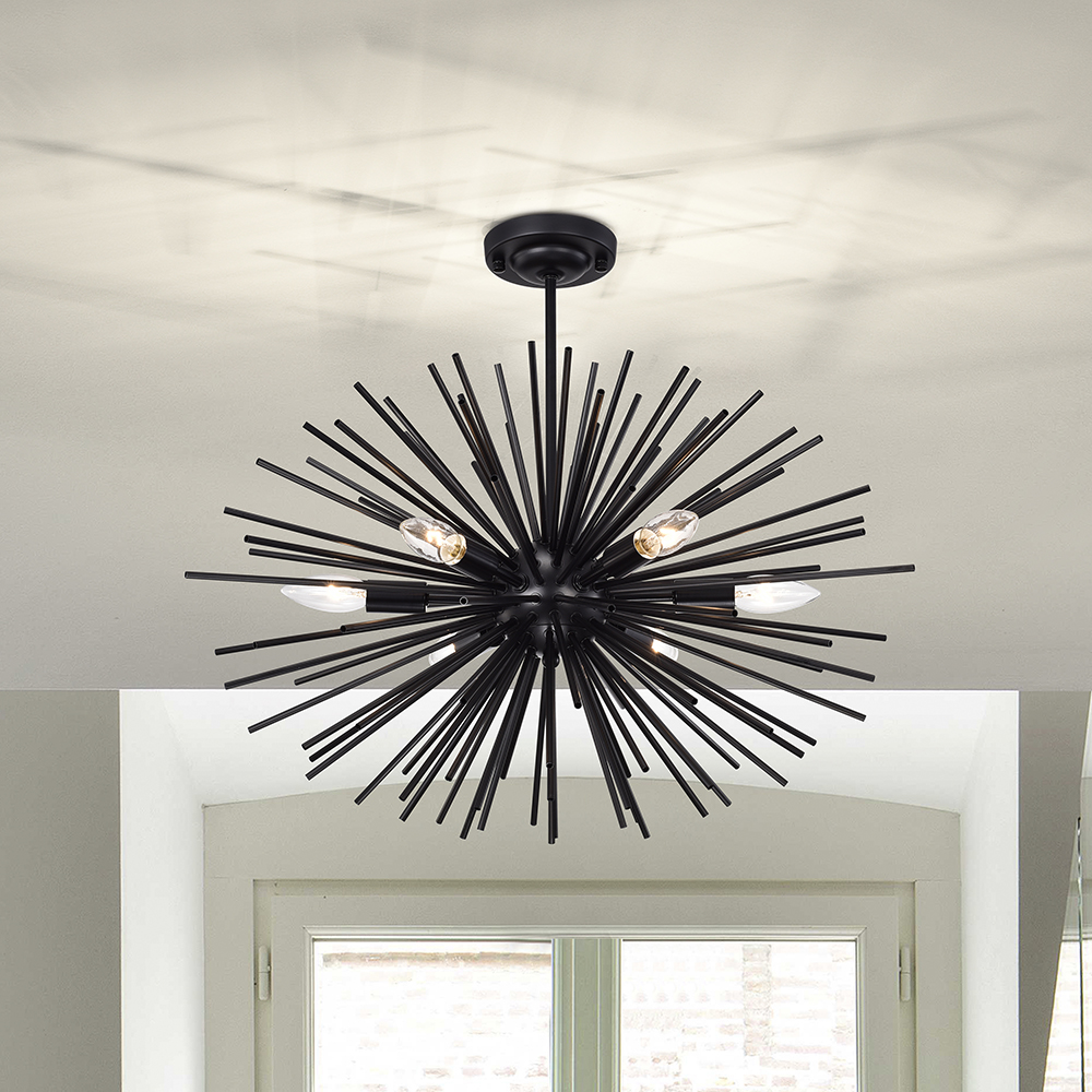 Lorena Sputnik Black 6-Light Industrial Chandelier FD-3808-ZFV