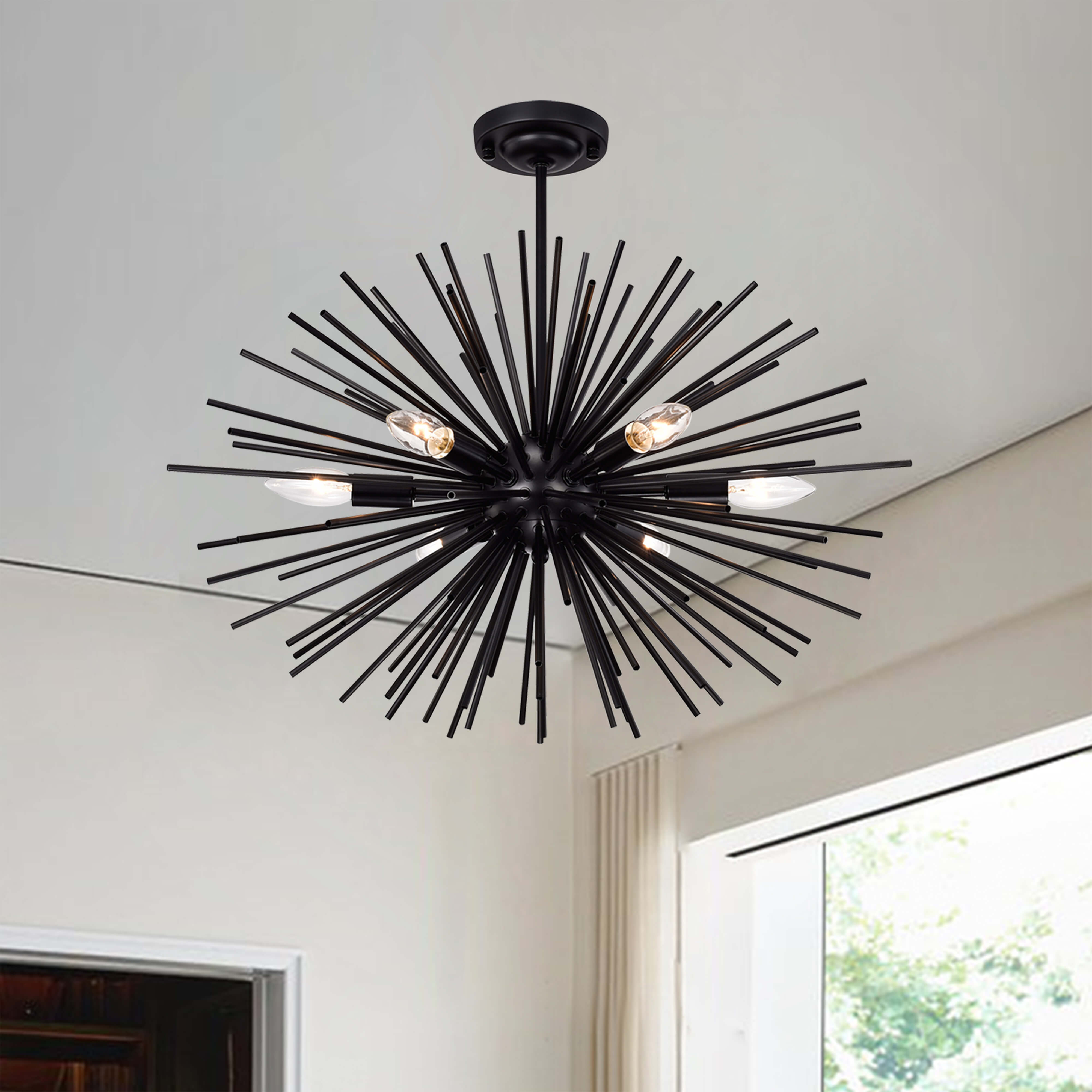 Lorena Sputnik Black 6-Light Industrial Chandelier FD-3808-ZFV