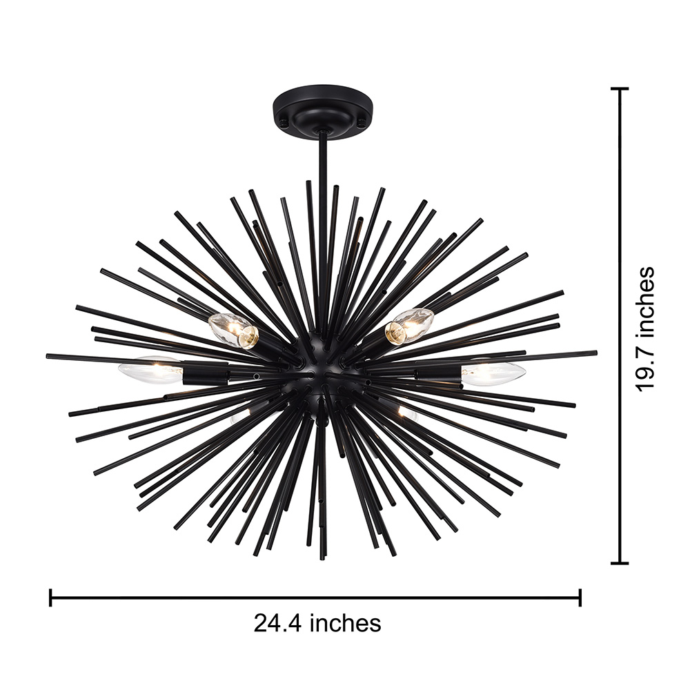 Lorena Sputnik Black 6-Light Industrial Chandelier FD-3808-ZFV