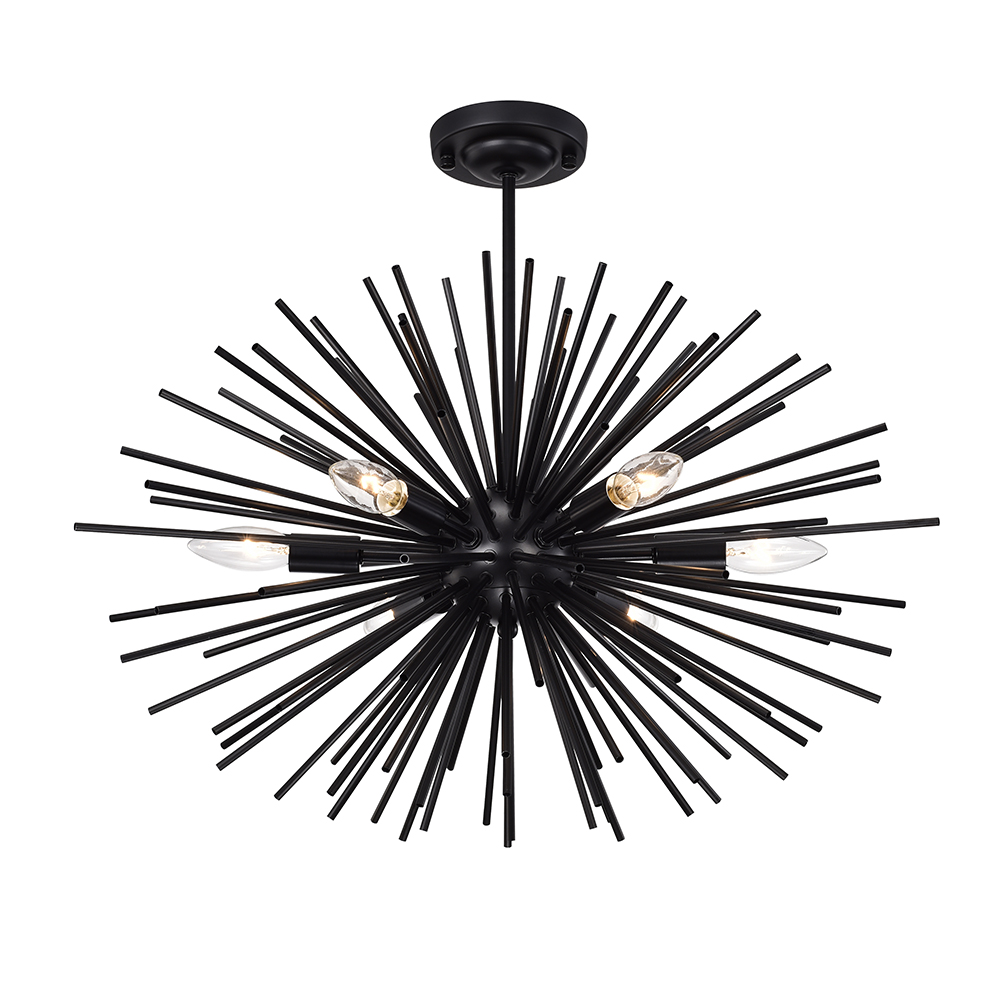 Lorena Sputnik Black 6-Light Industrial Chandelier FD-3808-ZFV