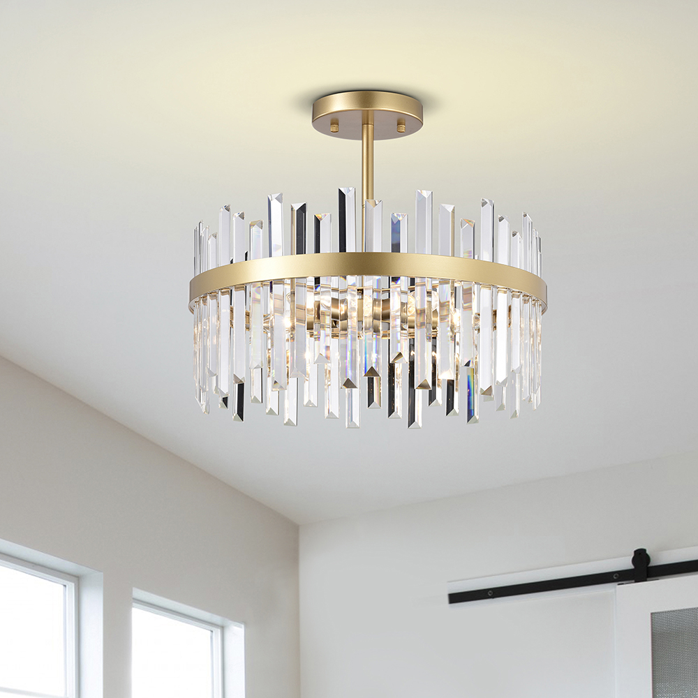 Maggio 5-Light 18.5" Glossy Brass Drum Semi Flush Mount FD-4006-LBD