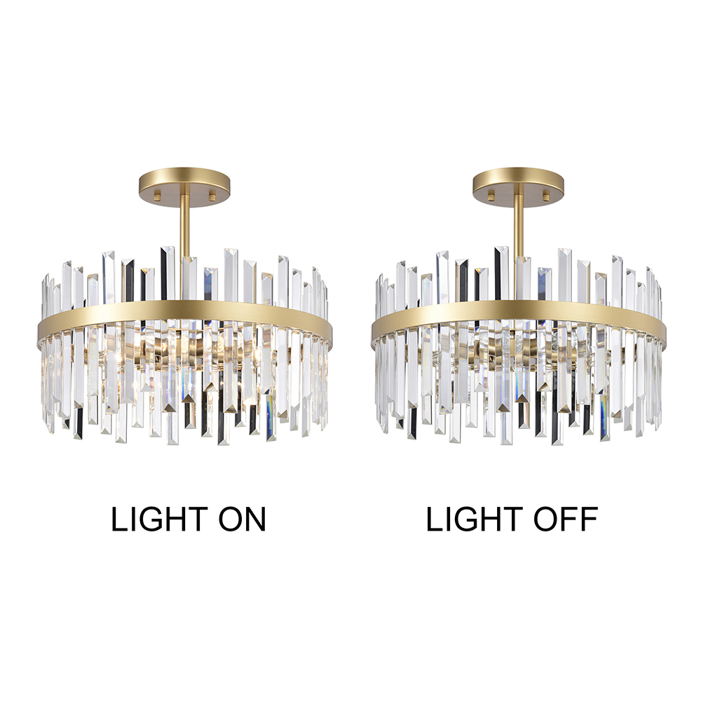 Maggio 5-Light 18.5" Glossy Brass Drum Semi Flush Mount FD-4006-LBD