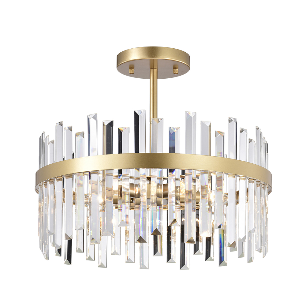 Maggio 5-Light 18.5" Glossy Brass Drum Semi Flush Mount FD-4006-LBD