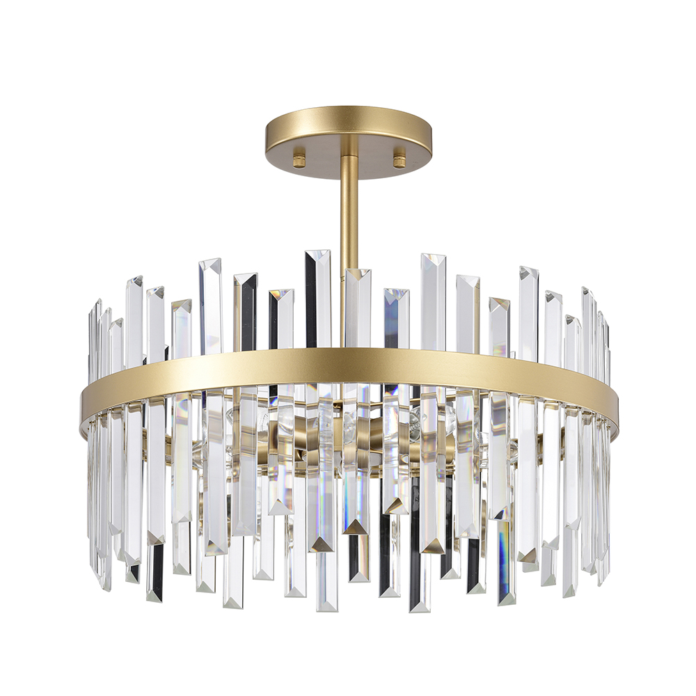 Maggio 5-Light 18.5" Glossy Brass Drum Semi Flush Mount FD-4006-LBD