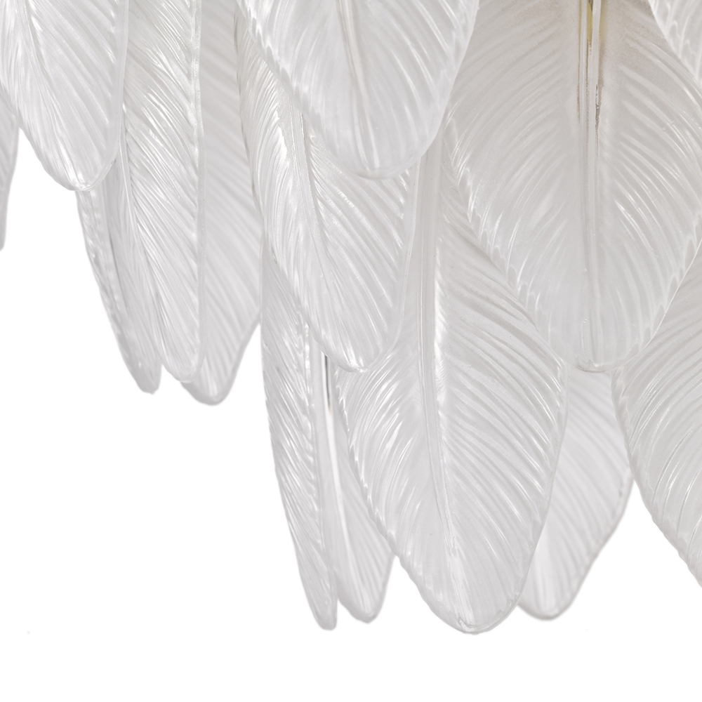 Paula 7-Light Brushed Shiny Brass Glass Feather-shaped Flush Mount FD-4091-DPN