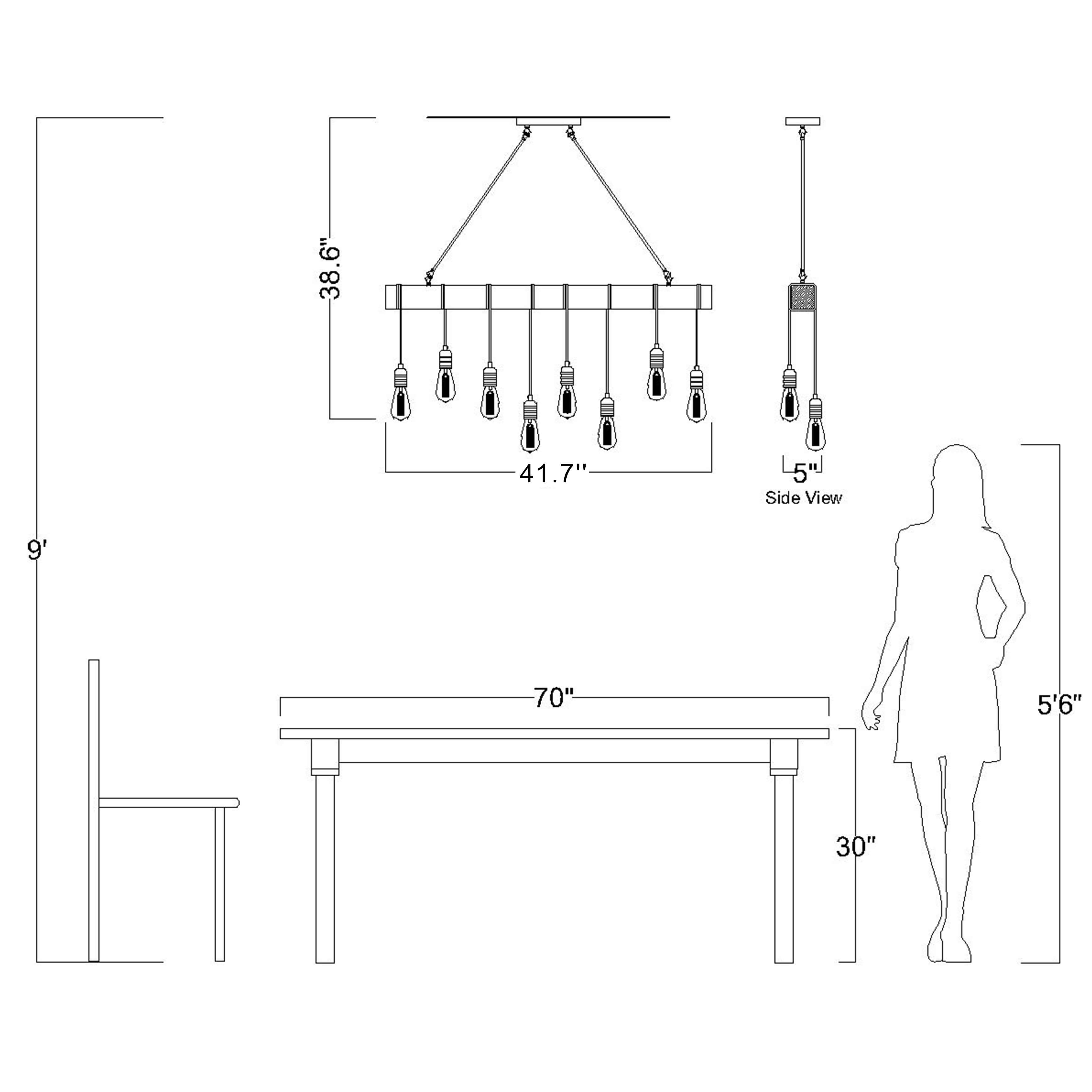 Irma 8-light Natural Wooden Beam Linear Chandelier FD-4397-ZZU