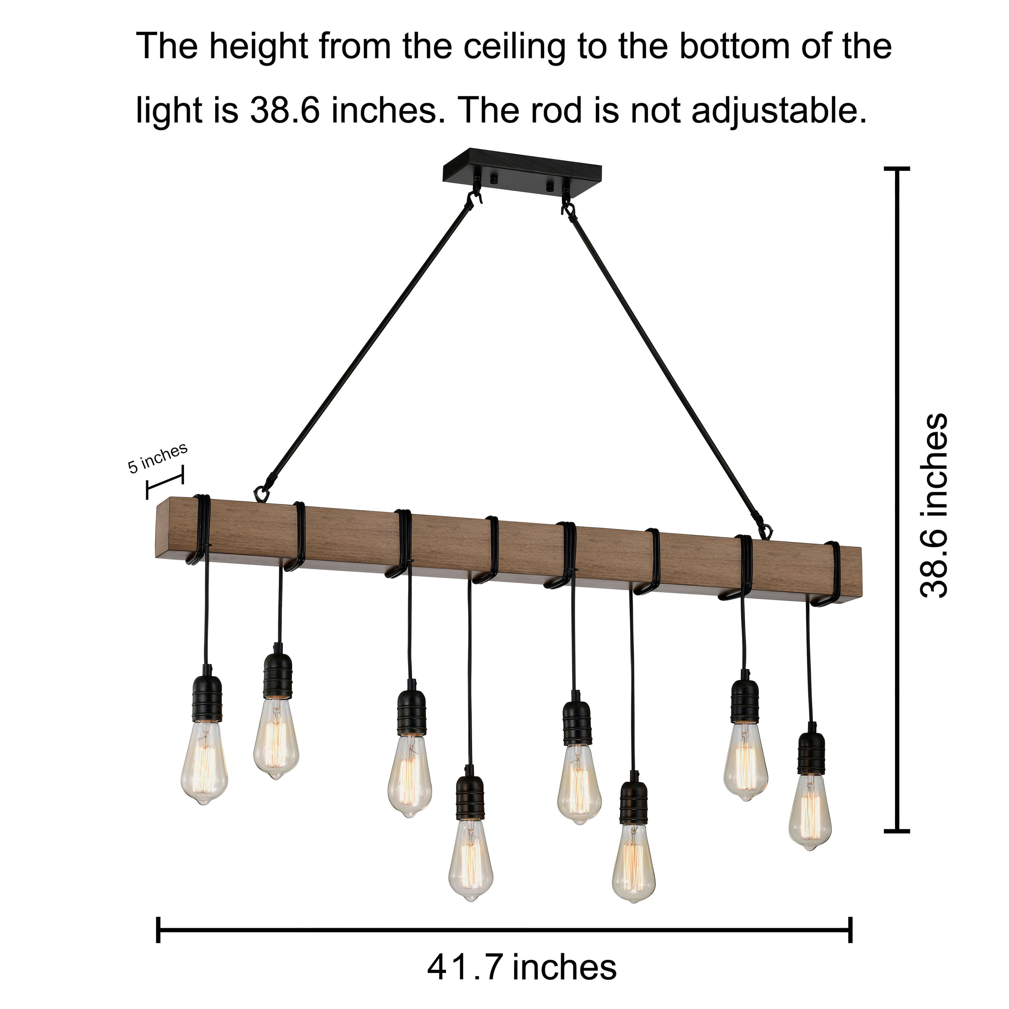 Irma 8-light Natural Wooden Beam Linear Chandelier FD-4397-ZZU