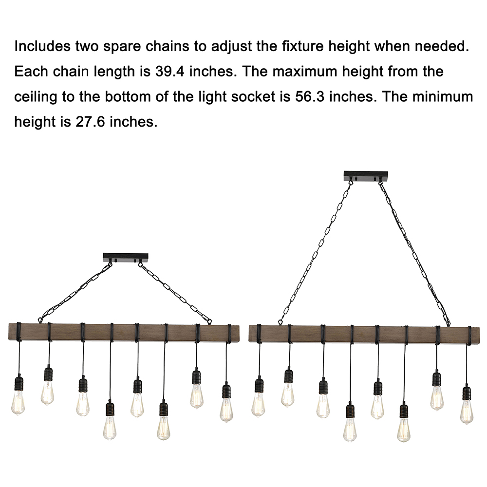 Irma 8-light Natural Wooden Beam Linear Chandelier FD-4397-ZZU