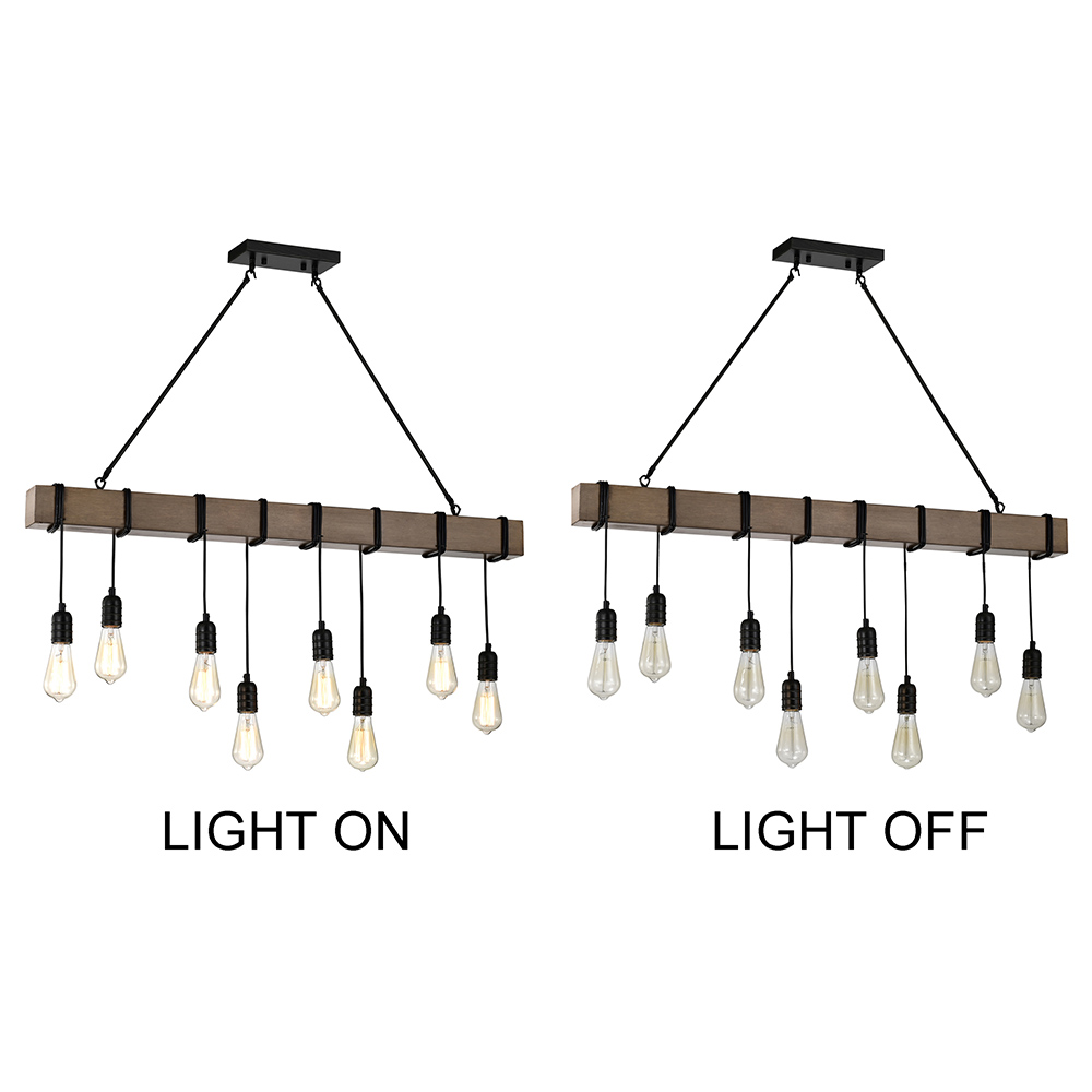 Irma 8-light Natural Wooden Beam Linear Chandelier FD-4397-ZZU