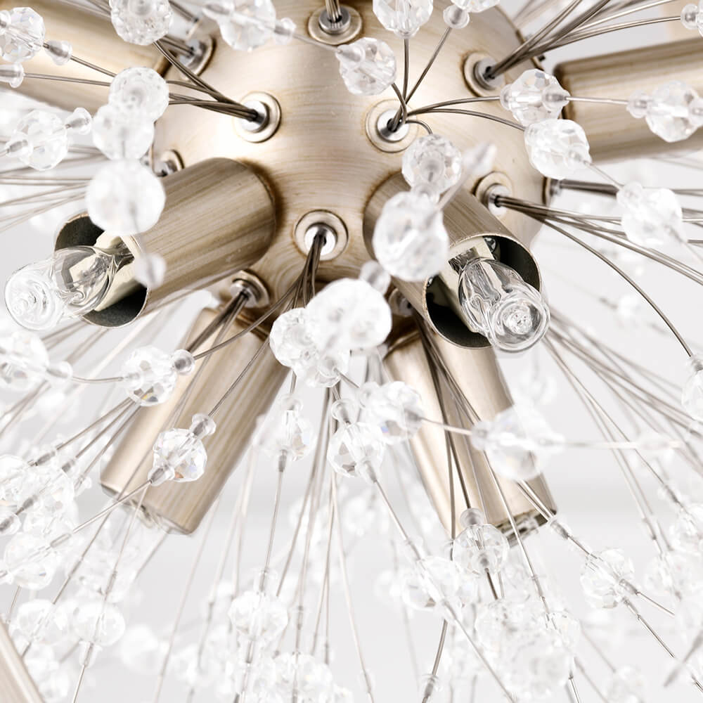 Ana Brushed Champagne Silver 8-Light Beads Starburst Orb Flush Mount FD-4409-JMD