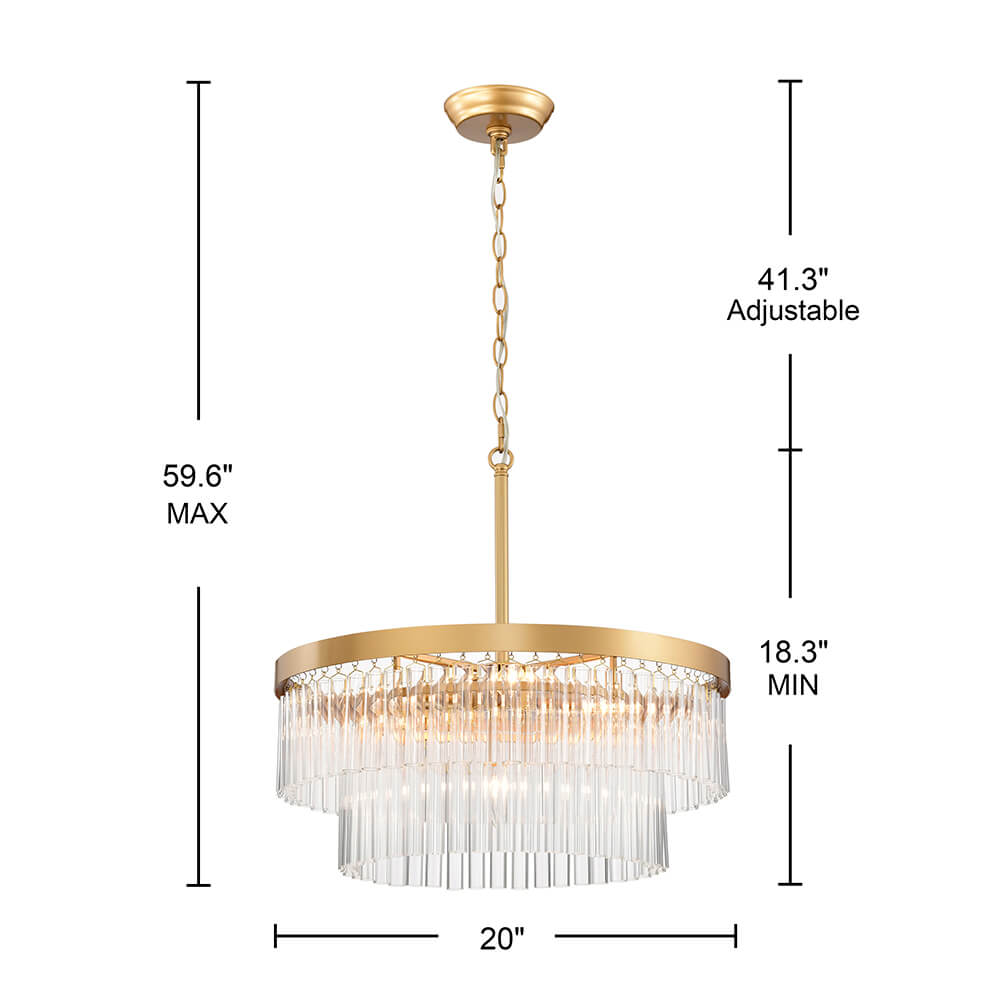 Casandra Glossy Bronze 5-light Two-Tier Crystal Glass Rod Drum Chandelier FD-4664-LTG