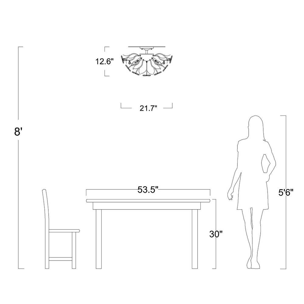 Silvia 6-Light Daisy Flower Crystal Glass Flush Mount FD-4755-DYW