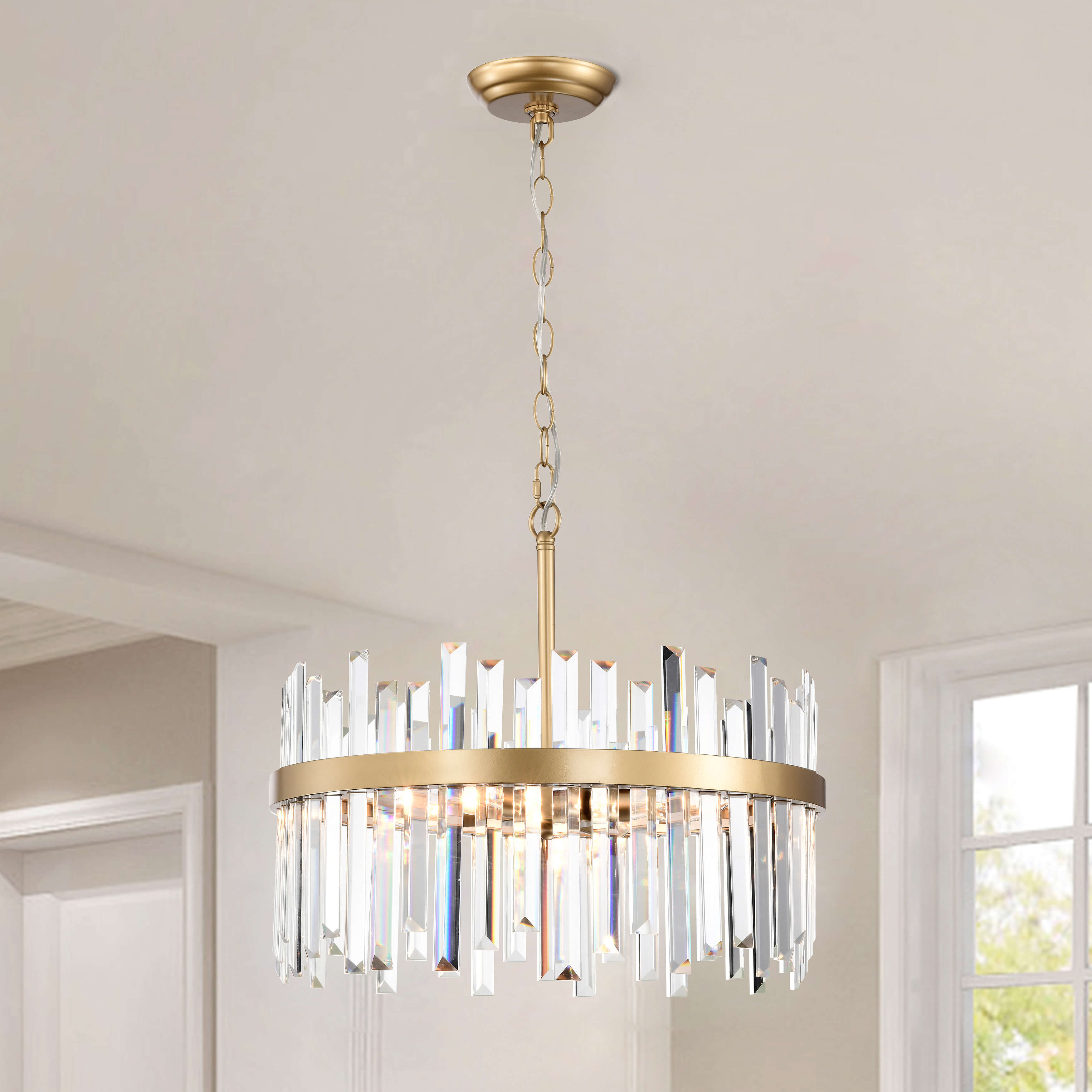 Casandra Glossy Bronze 5-light Drum Crystal Glass Chandelier FD-4830-NFF