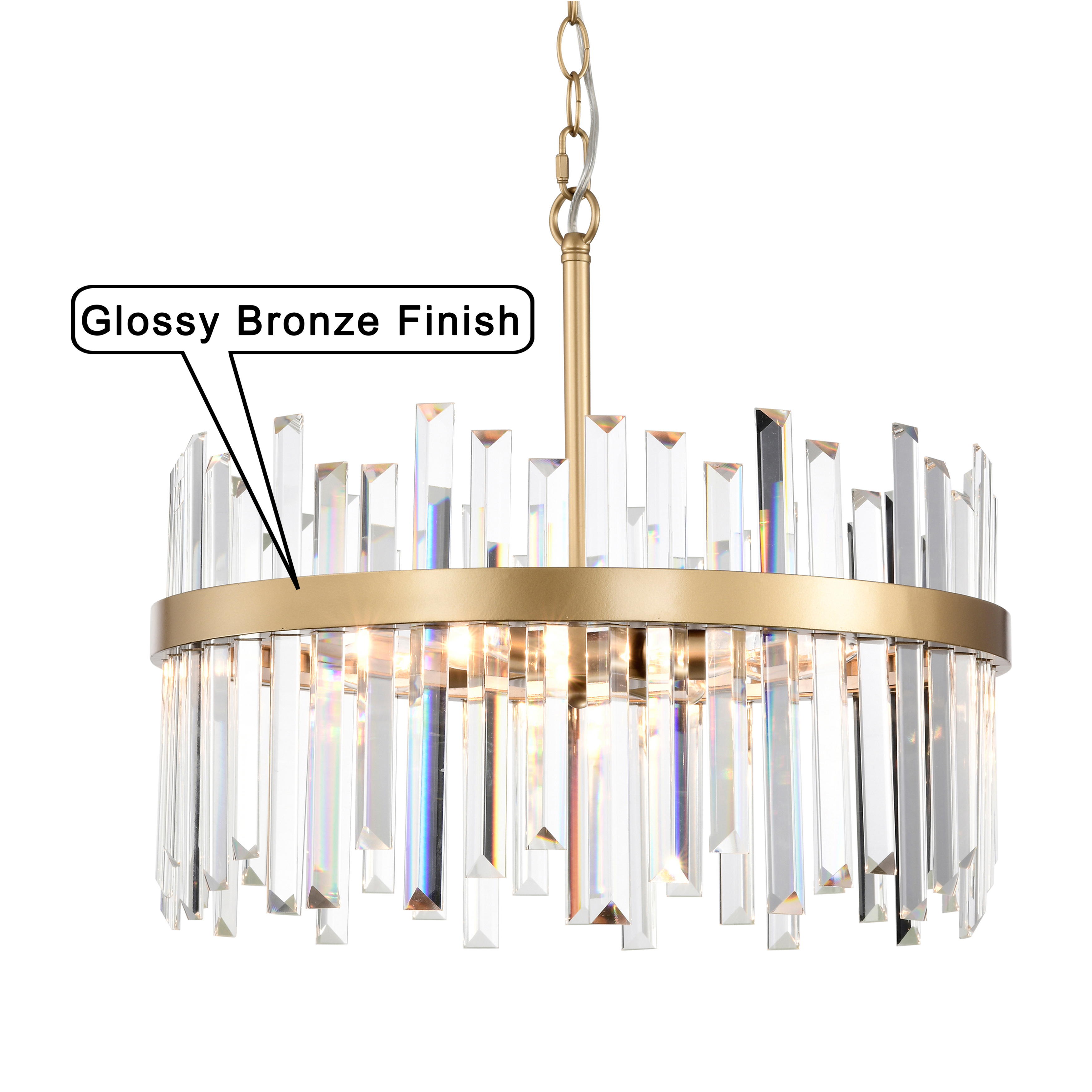 Casandra Glossy Bronze 5-light Drum Crystal Glass Chandelier FD-4830-NFF