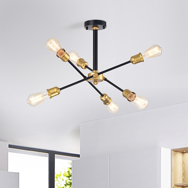 Lorena 6-light Sputnik Black and Gold Chandelier FD-5260-CVP