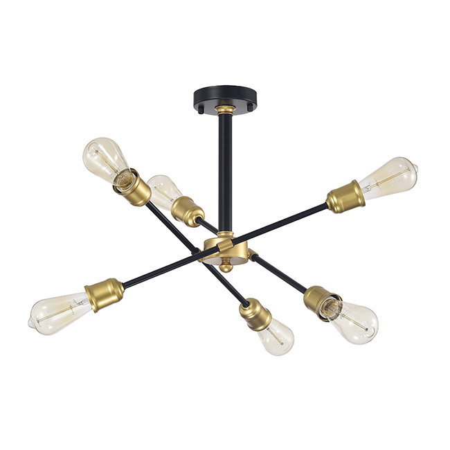 Lorena 6-light Sputnik Black and Gold Chandelier FD-5260-CVP