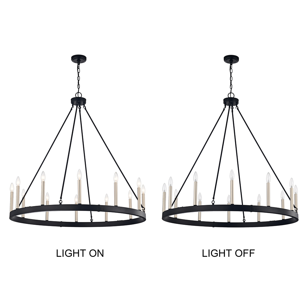 Viviana 12-light Antique Black and Light Brass Finish Wheel Chandelier