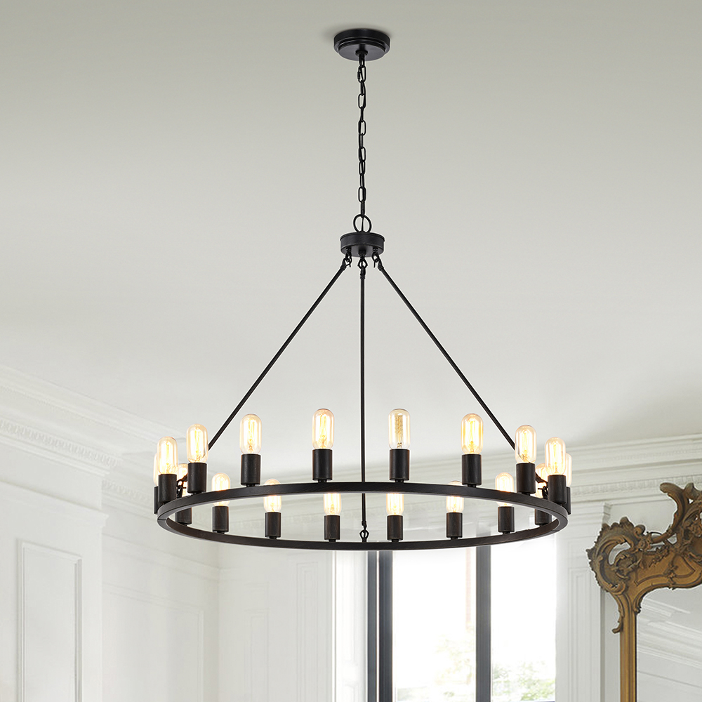 Eva 18-light Antique Black Metal Round Chandelier FD-5695-DZQ