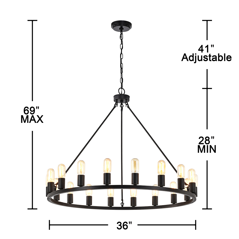 Viviana 18-light Antique Black Metal Round Chandelier FD-5695-DZQ