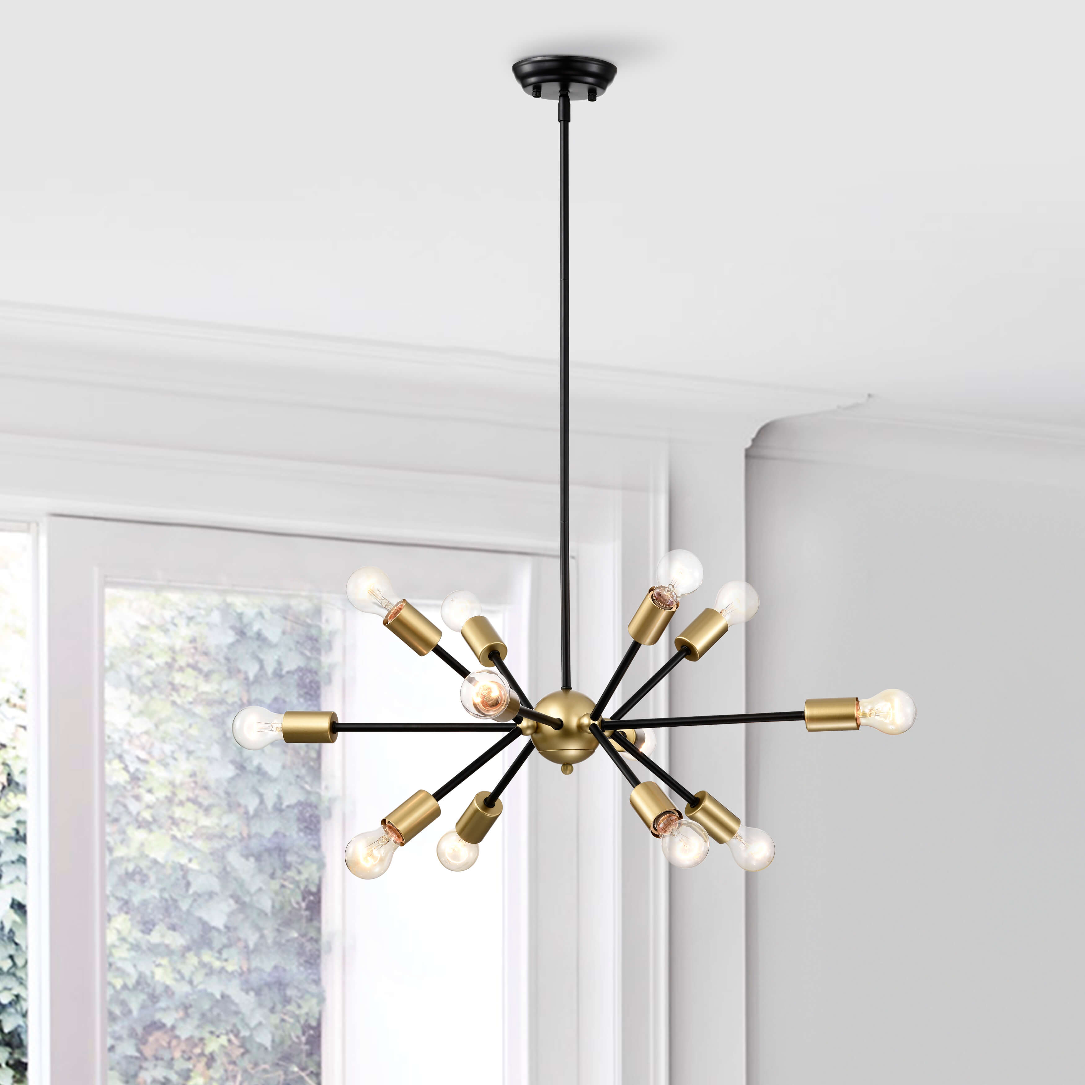 Lorena Sputnik Brushed Brass Metallic Gold Finish Industrial Chandelier FD-5997-QVA