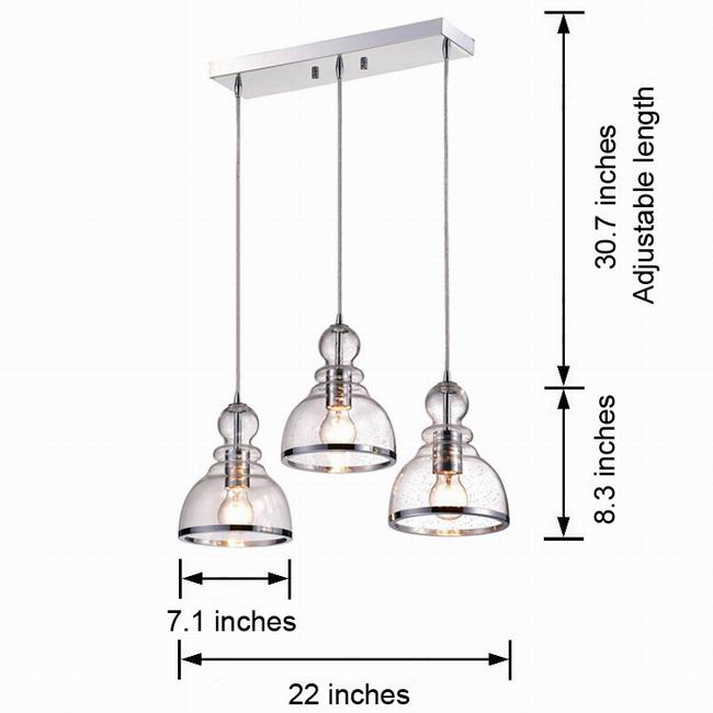 Alita Iron 3-light Clear Bubble Glass Cluster Pendant With Chrome Finish FD-6591-CBD