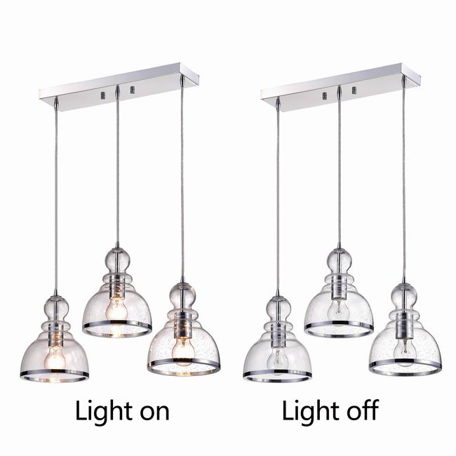 Alita Iron 3-light Clear Bubble Glass Cluster Pendant With Chrome Finish FD-6591-CBD