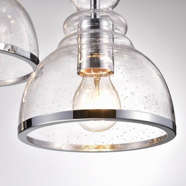 Alita Iron 3-light Clear Bubble Glass Cluster Pendant With Chrome Finish FD-6591-CBD