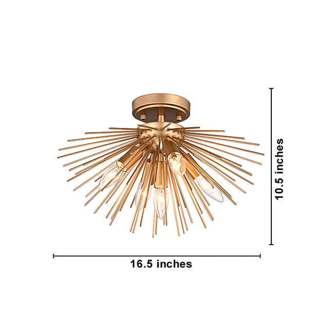 Lorena Sputnik Shiny Bronze Metal Flush Mount with 5 Lights FD-6592-CHJ