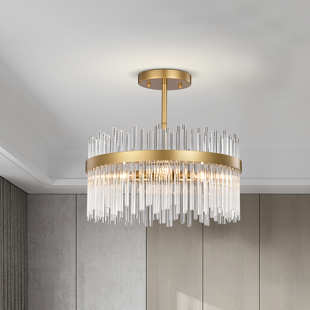 Casandra 4-light Glossy Bronze Flush Mount with Clear Glass Bars FD-6835-PZC