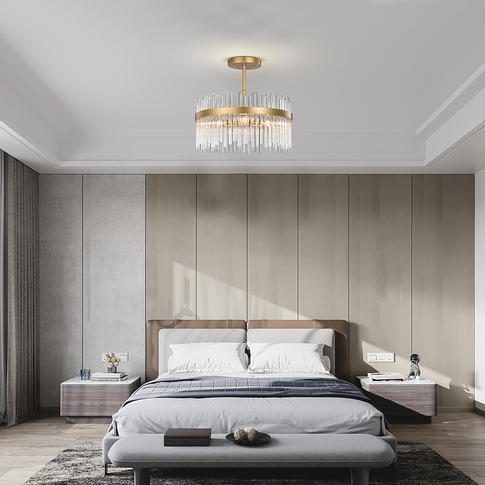 Casandra 4-light Glossy Bronze Flush Mount with Clear Glass Bars FD-6835-PZC