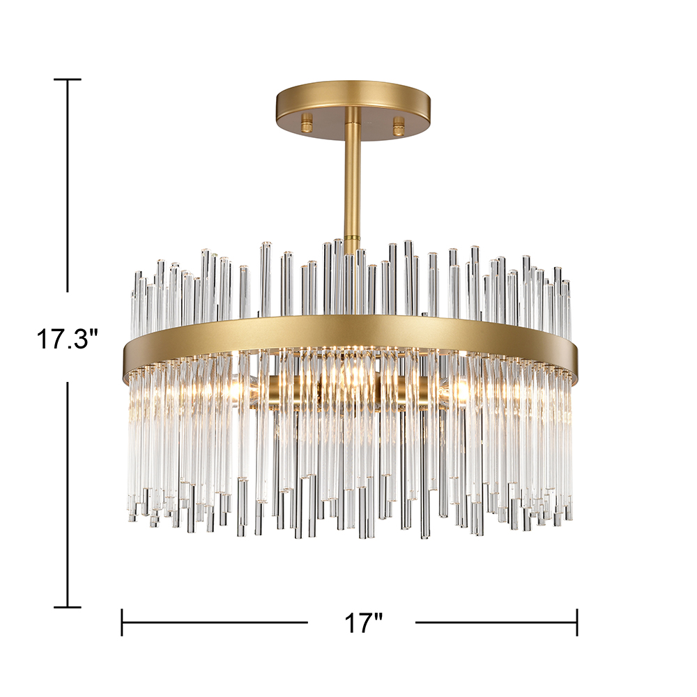 Casandra 4-light Glossy Bronze Flush Mount with Clear Glass Bars FD-6835-PZC