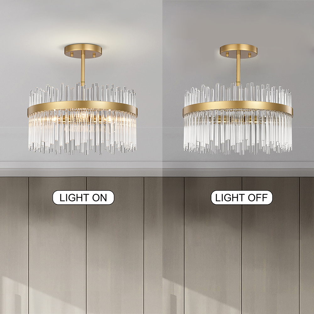 Casandra 4-light Glossy Bronze Flush Mount with Clear Glass Bars FD-6835-PZC