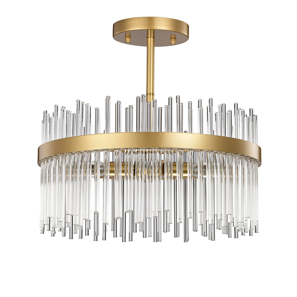 Casandra 4-light Glossy Bronze Flush Mount with Clear Glass Bars FD-6835-PZC