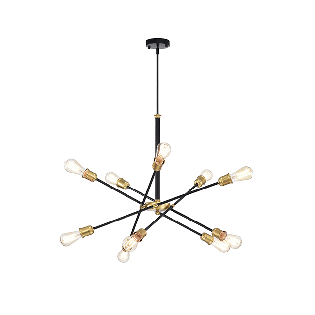 Lorena Modern 10-light Sputnik Black and Gold Linear Chandelier FD-6849-GAT