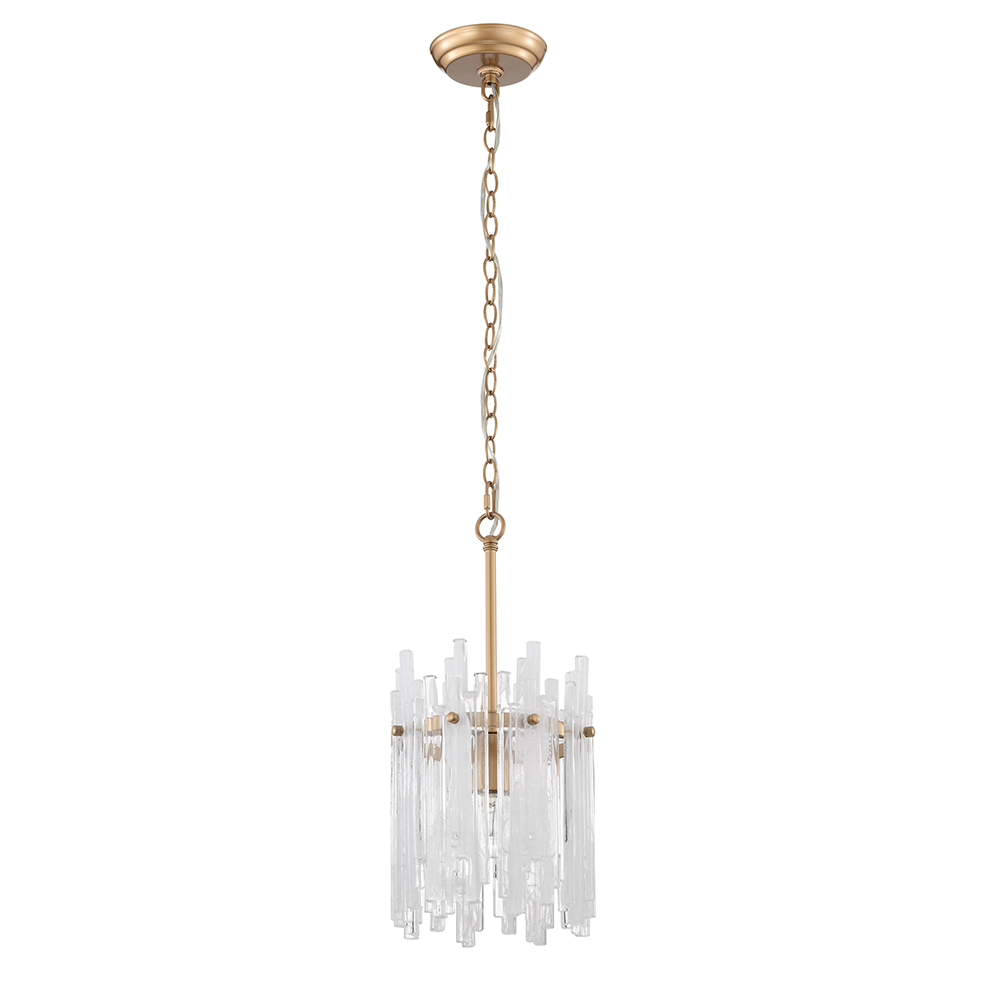Casandra 1 Light Shiny Bronze Drum Chandelier with Clear Glass Bars FD-6924-PLH