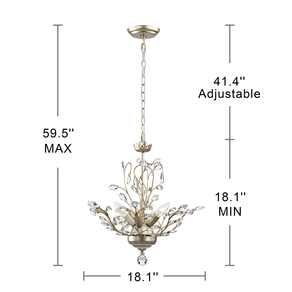 Holly 4-light Brushed Silver-ish Champagne Crystal Leaves Chandelier FD-7145-YBD