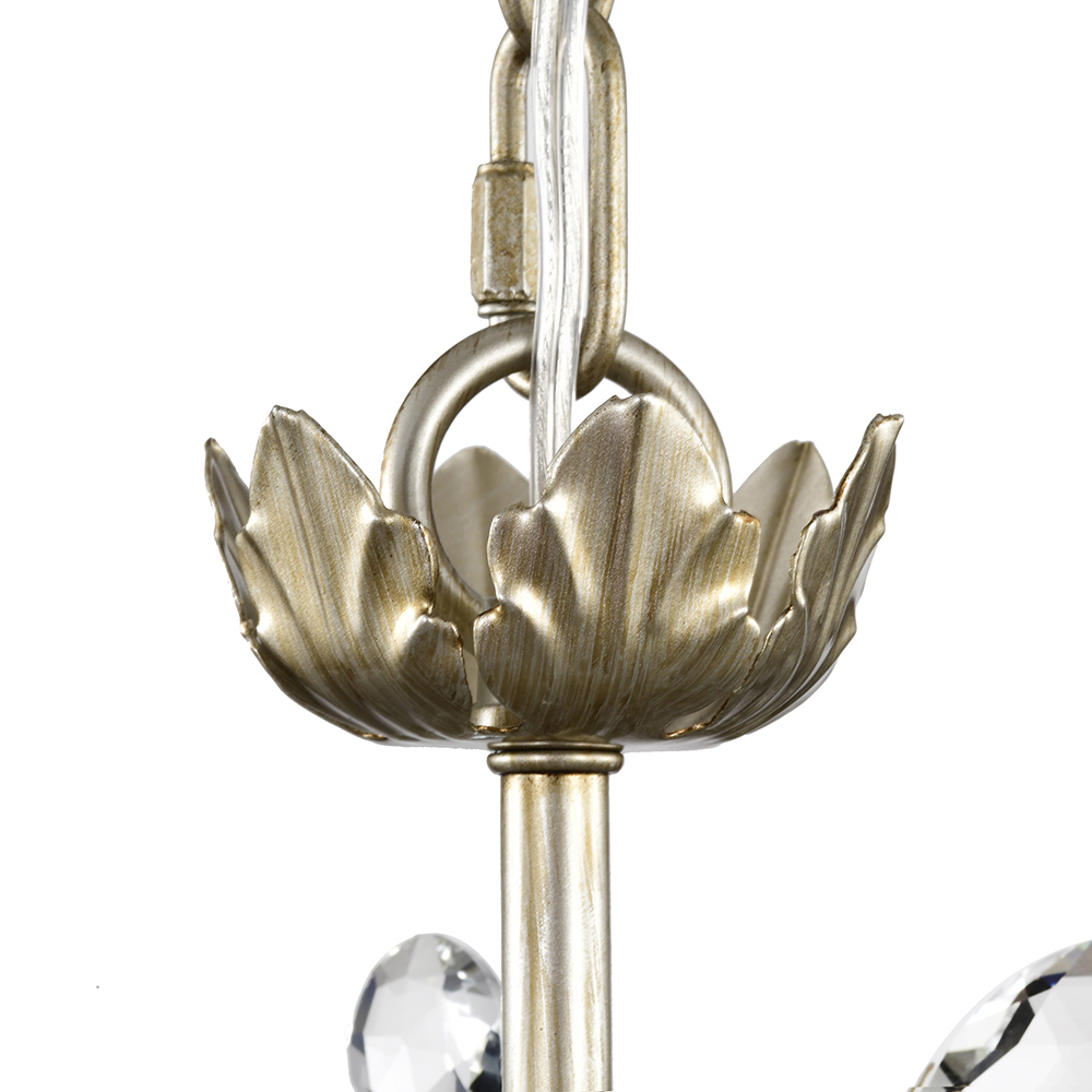 Holly 4-light Brushed Silver-ish Champagne Crystal Leaves Chandelier FD-7145-YBD